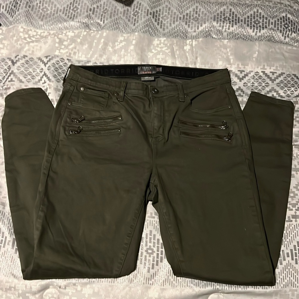 Torrid Multi-zip Olive Jegging Size 16XTL (Extra Tall)